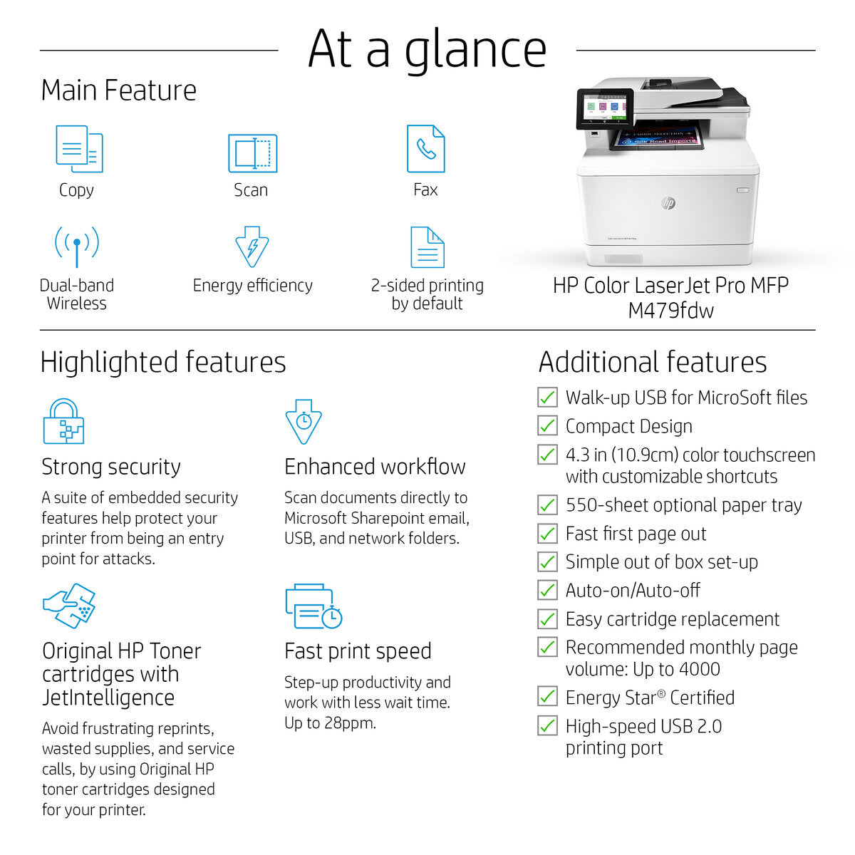 PRINTER HP M479FDW COLOR LASERJET PRO MFP WIRELESS