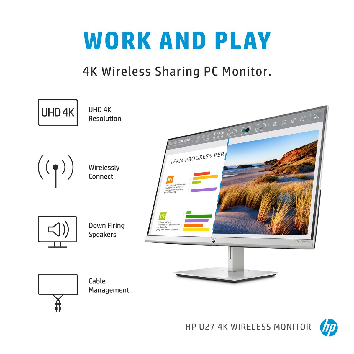 HP U27 4K Wireless Monitor UHD,IPS WIRELESS (DP, HDMI) 1 Year Warranty