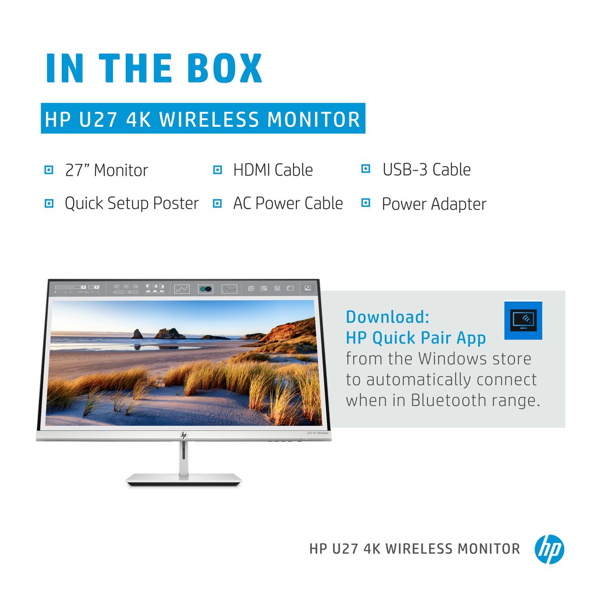 HP U27 4K Wireless Monitor UHD,IPS WIRELESS (DP, HDMI) 1 Year Warranty
