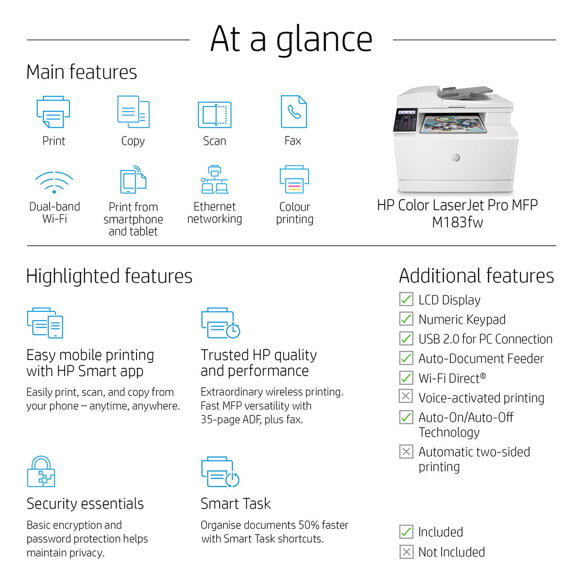 PRINTER HP M183FW MFP COLOR LASER JET PRO