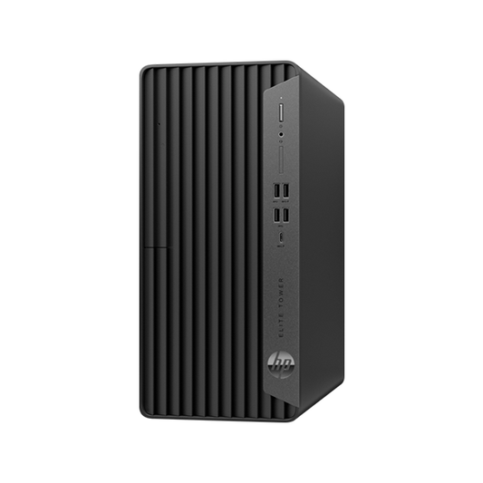 جهاز HP Elite Tower 800 G9 بمعالج Intel® Core™ i5 12500، وذاكرة وصول عشوائي (RAM) سعة 8 جيجابايت، وقرص SSD سعة 512 جيجابايت، وتقنية الكتابة على أقراص DVD، ونظام التشغيل Windows 11 Pro، ولوحة مفاتيح إنجليزية، وضمان لمدة 3 سنوات