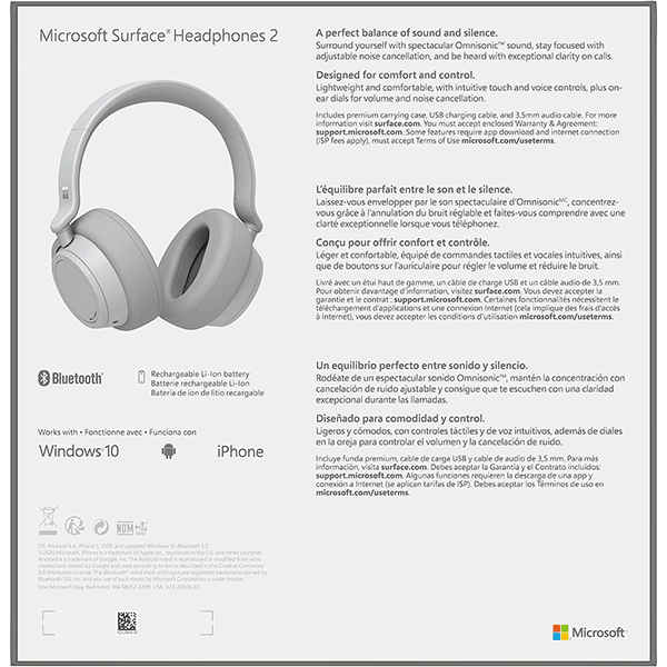 Microsoft Surface Wireless Bluetooth Headphones 2, Gray Color
