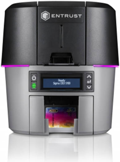 Entrust Sigma DS3 Duplex ID Card Printer, 300 DPI , Dual-Sided Printing, 802.11g/n Wifi Tech With Dual-band, 250 Single-sided Or 180 Dual-sided Cards Per Hour, Black | 525302-003