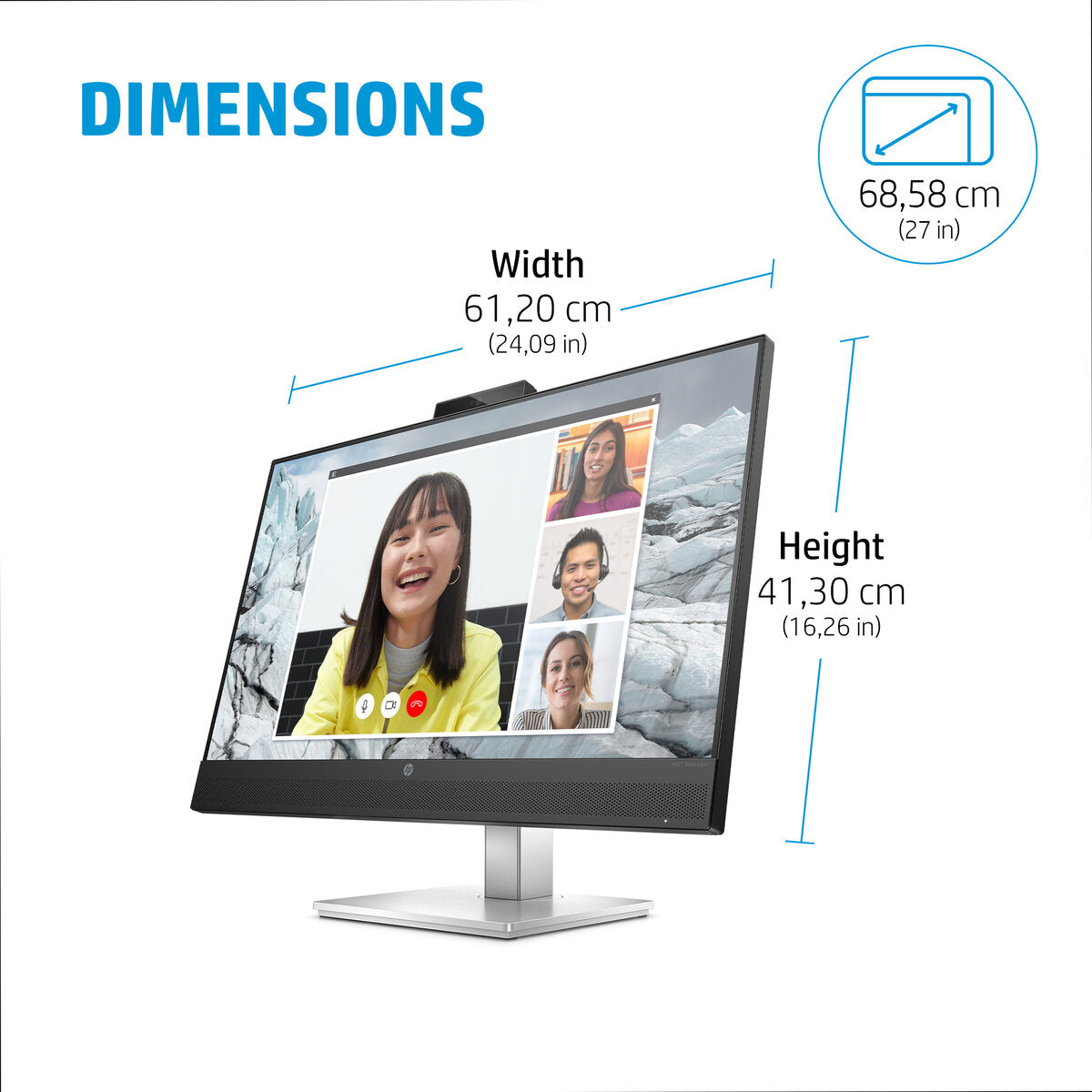 HP M27 Webcam 27" Monitor IPS FHD (USB-C, HDMI,DP) 1 Year Warranty