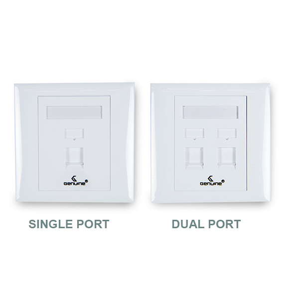 GENUINE FACE PLATE DUAL PORT, RJ45 SOCKET WALL MOUNT