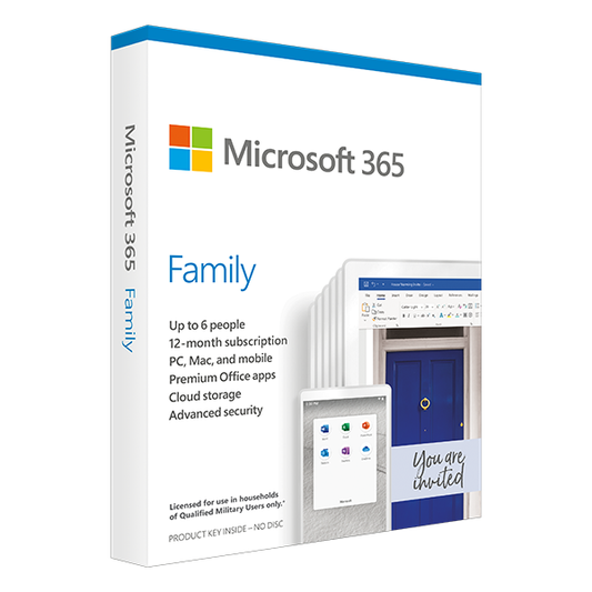 Microsoft 365 Family, Windows/Mac, 6 User 1 Year